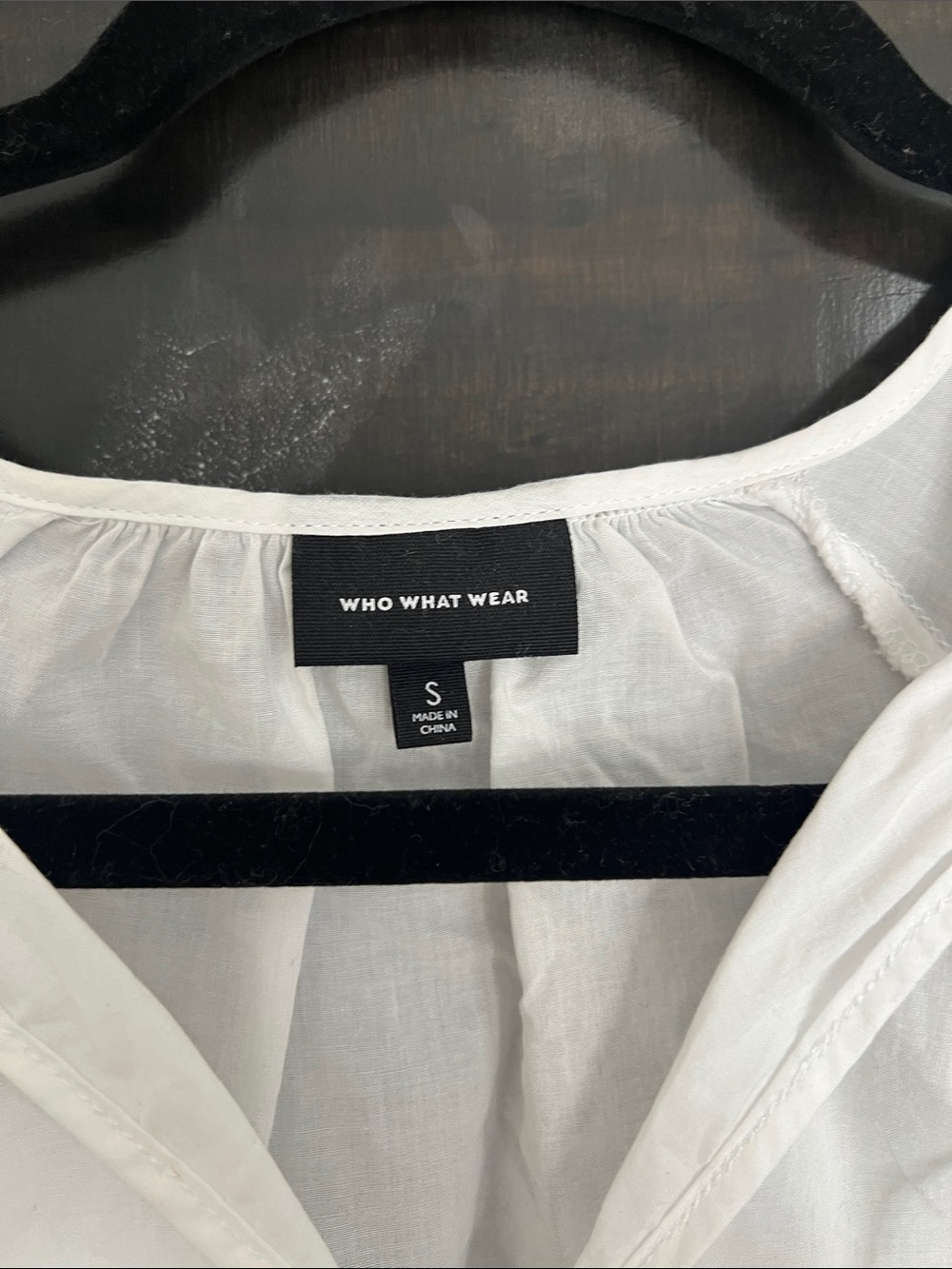 Who What Wear White Peasant Blouse with Black Embroidery - Picture 5 of 5